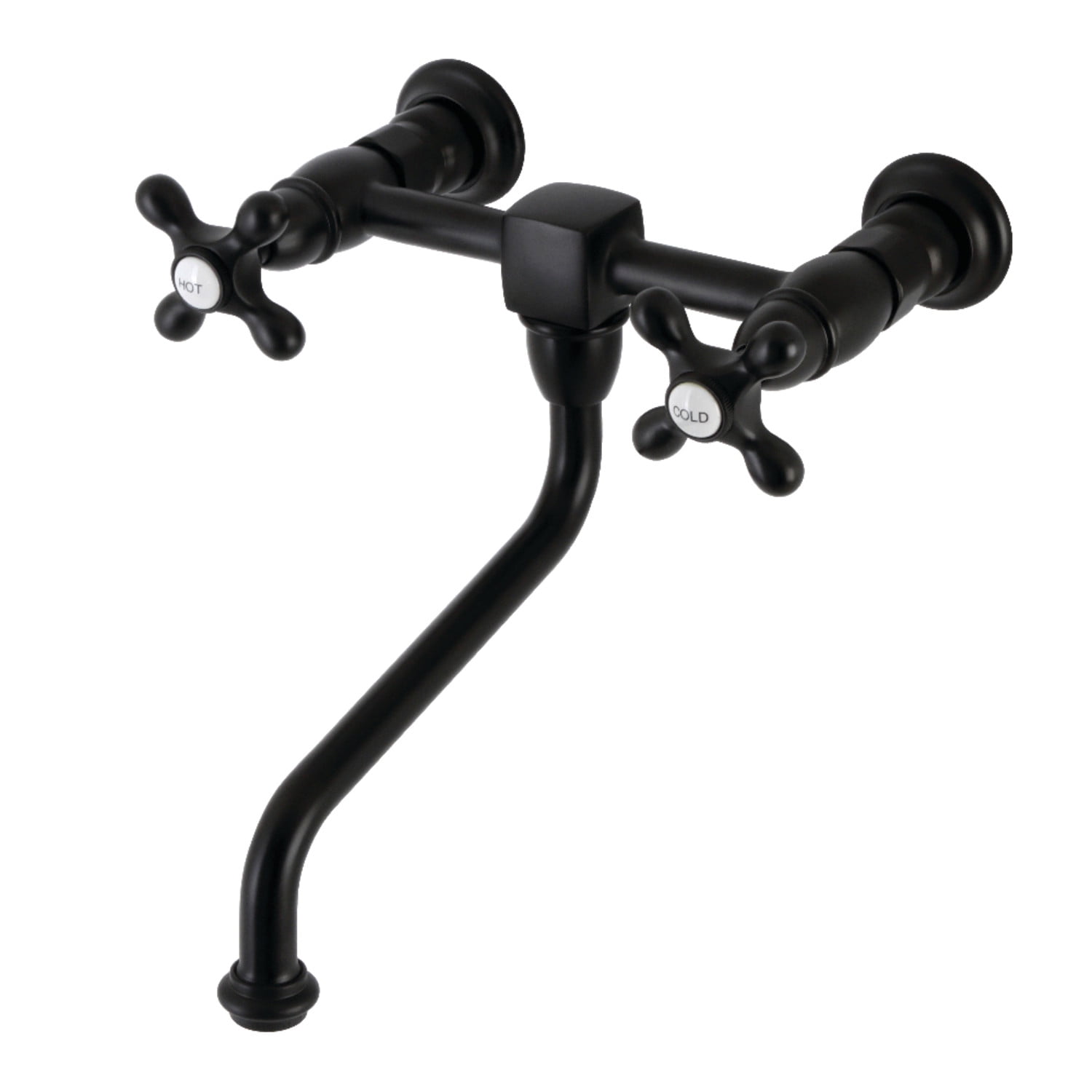 Heritage Elegance Nickel Cross-Handle Wall-Mounted Bathroom Faucet