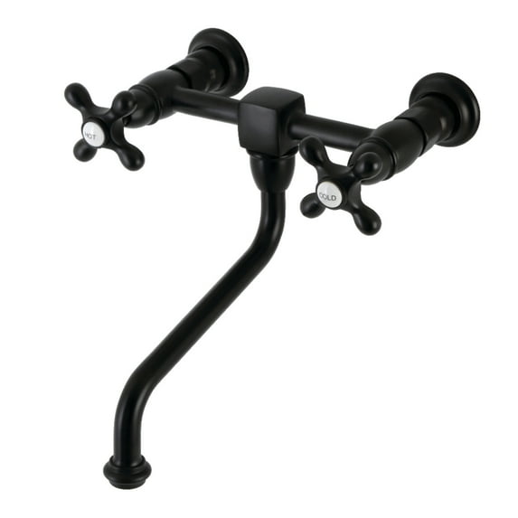 Kingston Brass KS1210AX Heritage Wall Mount Bathroom Faucet, Matte Black