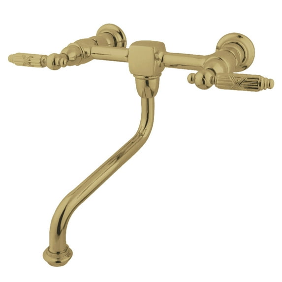 Kingston Brass KS1212GL Wall Mount Bathroom Faucet, Polished Brass