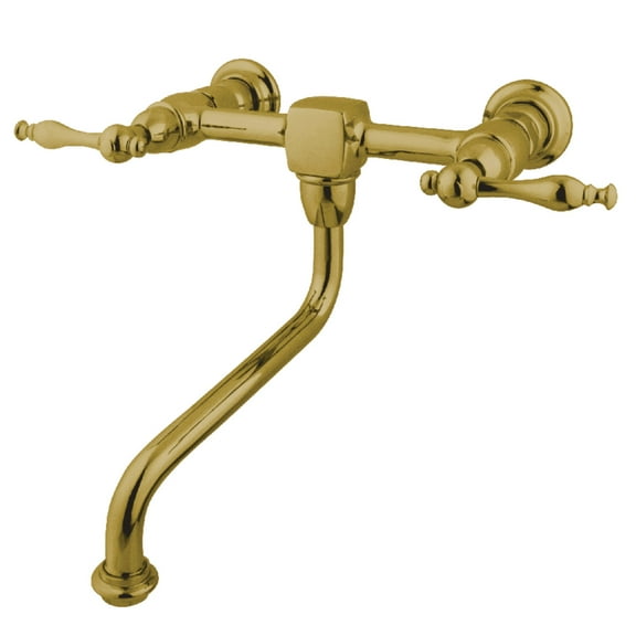 Kingston Brass KS1212NL Wall Mount Bathroom Faucet, Polished Brass