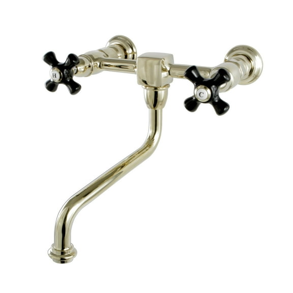 Kingston Brass KS1212PKX Wall Mount Bathroom Faucet, Polished Brass