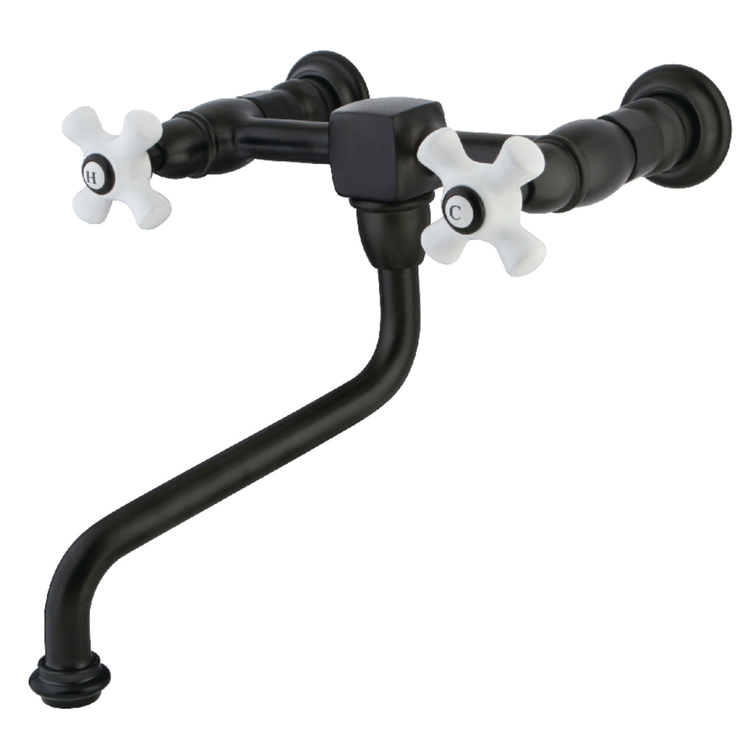 Heritage Elegance Polished Brass 8" Wall Mount Bathroom Faucet