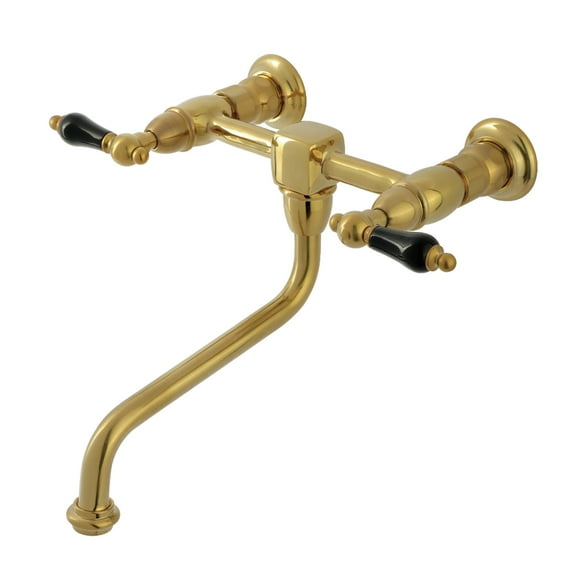 Kingston Brass KS1217PKL Duchess Double-Handle Wall Mount Bathroom Faucet, Brushed Brass