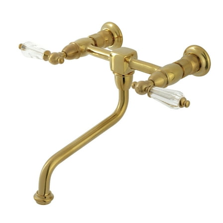 Kingston Brass KS1217WLL Wilshire Double-Handle Wall Mount Bathroom Faucet, Brushed Brass