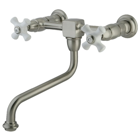 Kingston Brass KS1218PX Heritage Wall Mount Bathroom Faucet, Brushed Nickel