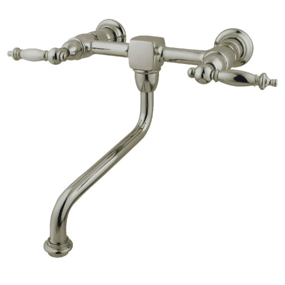 Kingston Brass KS1218TL Heritage Wall Mount Bathroom Faucet, Brushed Nickel