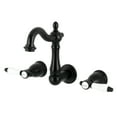 thumbnail image 1 of Kingston Brass KS1220BPL Bel-Air Double-Handle 3-Hole Wall Mount Bathroom Faucet in Matte Black, 1 of 5