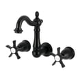 thumbnail image 1 of Kingston Brass KS1220NX Hamilton Double-Handle 3-Hole Wall Mount Bathroom Faucet in Matte Black, 1 of 5