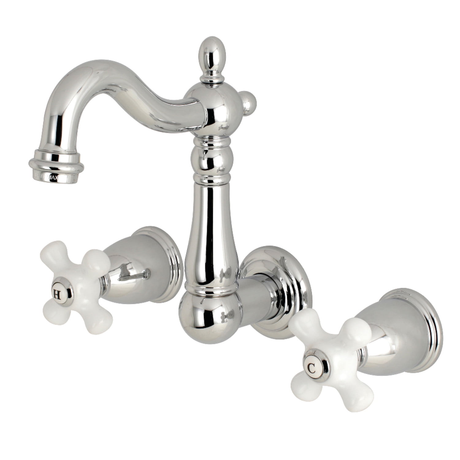 Kingston Brass KS1221PX Heritage Wall Mount Bathroom Faucet, Polished Chrome
