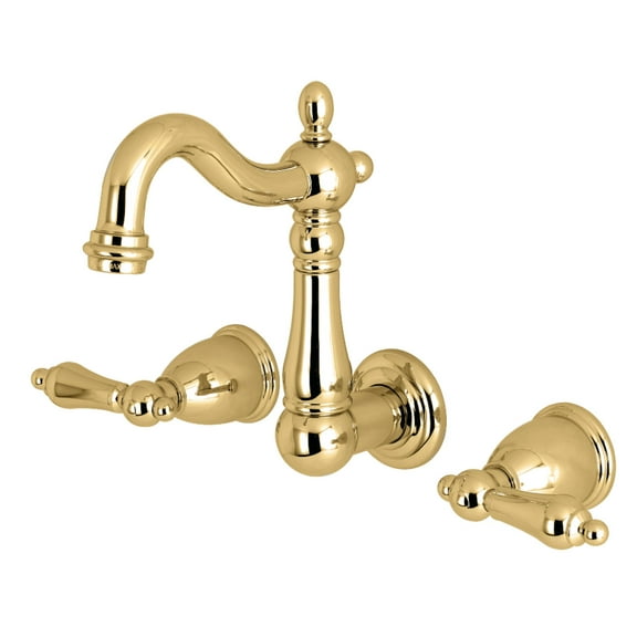 Kingston Brass KS1222AL Heritage Wall Mount Bathroom Faucet, Polished Brass
