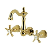 Kingston Brass KS1222NX Hamilton Double-Handle 3-Hole Wall Mount Bathroom Faucet in Polished Brass