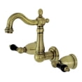 thumbnail image 1 of Kingston Brass KS1223PKL Duchess Double-Handle Wall Mount Bathroom Faucet, Antique Brass, 1 of 5