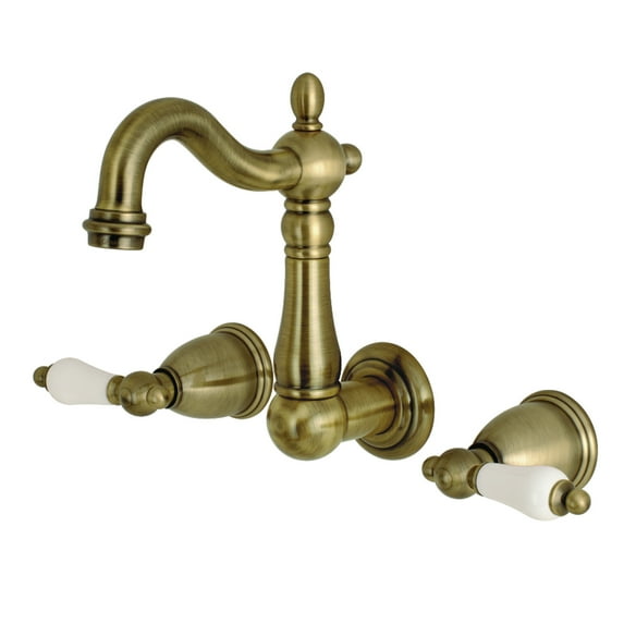 Kingston Brass KS1223PL Heritage Wall Mount Bathroom Faucet, Antique Brass