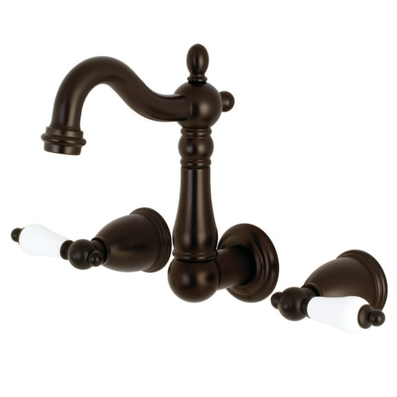 Kingston Brass KS1225PL Heritage Wall Mount Bathroom Faucet, Oil Rubbed Bronze
