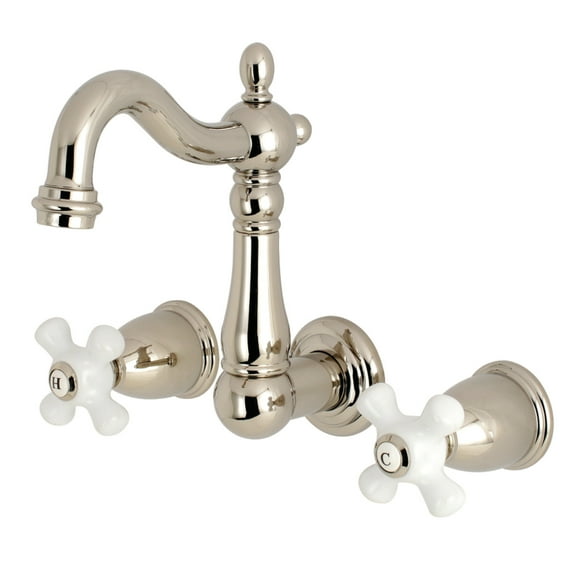 Kingston Brass KS1226PX Heritage Wall Mount Bathroom Faucet, Polished Nickel