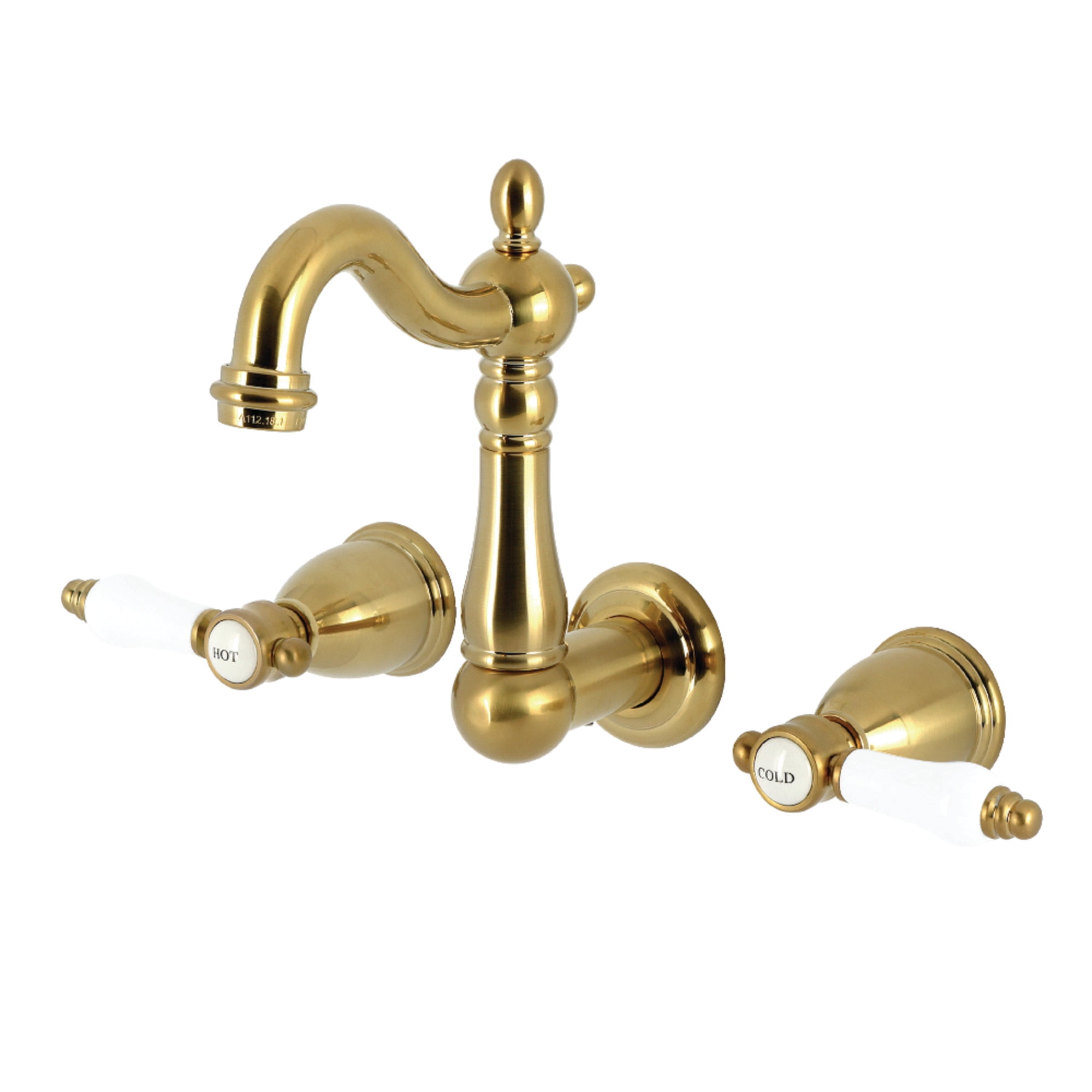 Kingston Brass Restoration Single-Handle Bathroom Faucet - Brushed Brass, With Pop-Up & Deck Plate