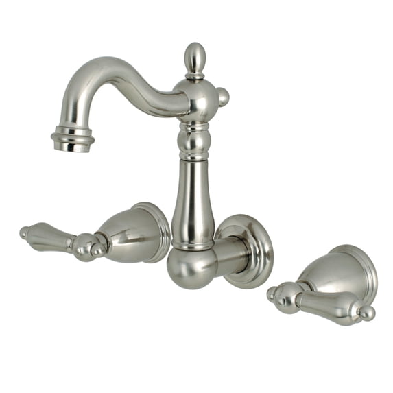 Kingston Brass KS1228AL Heritage Wall Mount Bathroom Faucet, Brushed Nickel