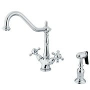 Kingston Brass KS1231BXBS Heritage 2-Handle Kitchen Faucet with Brass Sprayer and 8-Inch Plate, Polished Chrome