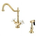 thumbnail image 1 of Kingston Brass KS1232PXBS Mono Deck Mount Kitchen Faucet With Brass Sprayer - Polished Brass, 1 of 2