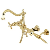 Kingston Brass KS1242BEXBS Essex 8-Inch Centerset Wall Mounted Kitchen Faucet with Brass Sprayer, Polished Brass