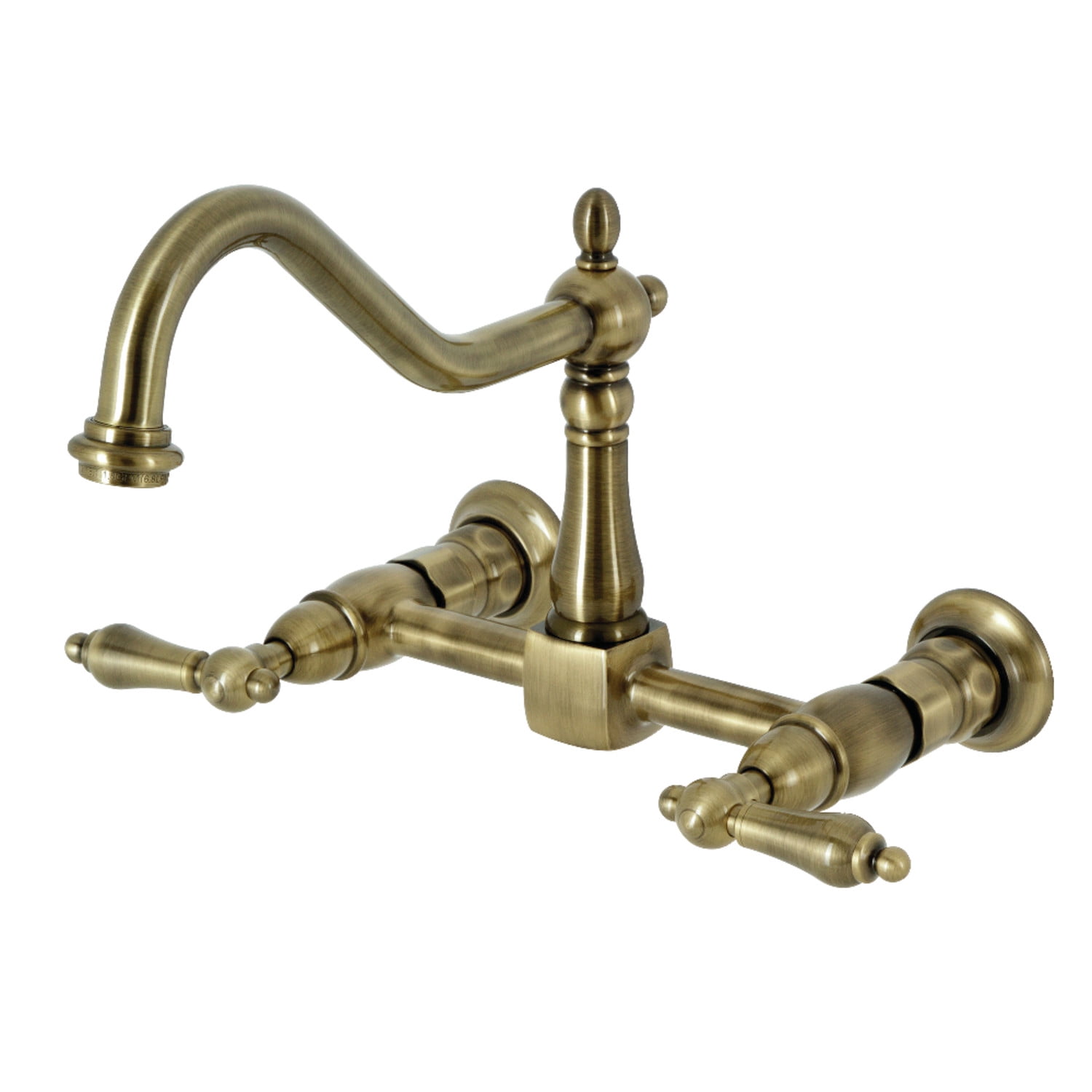 Kingston Brass KS1273ALBS Heritage Bridge Kitchen Faucet with Brass  Sprayer, Antique Brass 