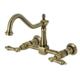 thumbnail image 1 of Kingston Brass KS1243AL Heritage Wall Mount Bridge Kitchen Faucet, Antique Brass, 1 of 5