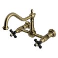 thumbnail image 1 of Kingston Brass KS1243PKX Duchess Double-Handle Wall-Mount Bridge Kitchen Faucet, Antique Brass, 1 of 7