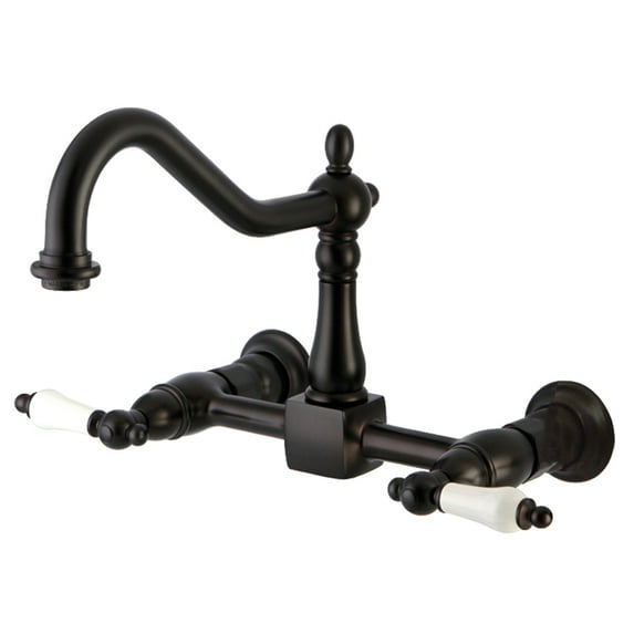 Kingston Brass KS1245PL Heritage Wall Mount Bridge Kitchen Faucet, Oil Rubbed Bronze