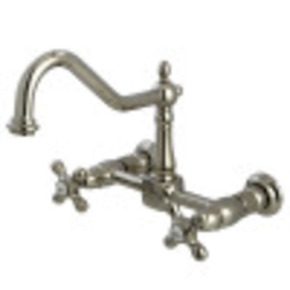 Kingston Brass KS1246AX Heritage Wall Mount Bridge Kitchen Faucet, Polished Nickel