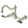 thumbnail image 1 of Kingston Brass KS1246PKL Duchess Wall Mount Bridge Kitchen Faucet, Polished Nickel, 1 of 5
