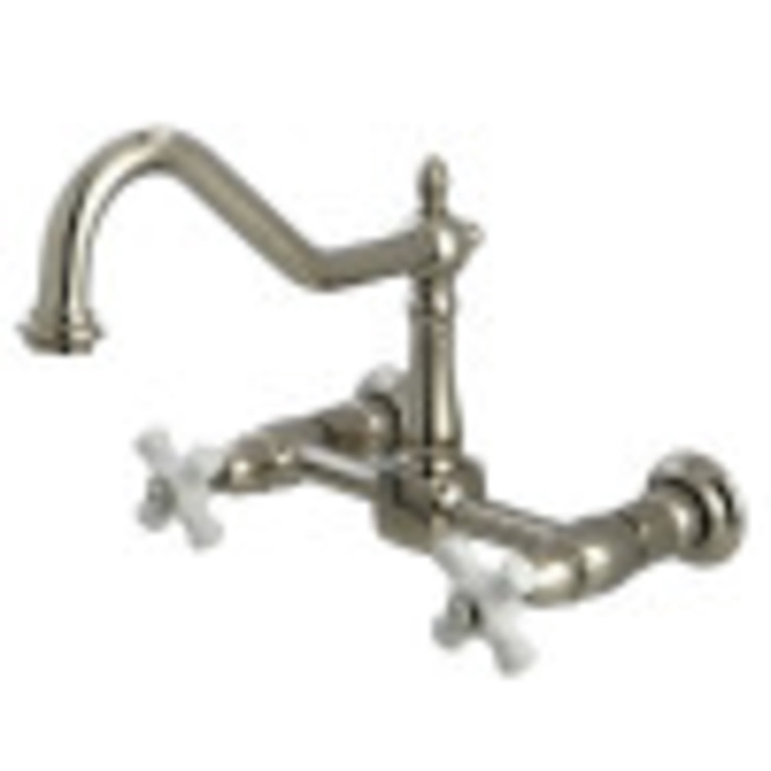 Kingston Brass KS1246PX Heritage Wall Mount Bridge Kitchen Faucet, Polished Nickel