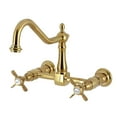 thumbnail image 1 of Kingston Brass KS1247BEX Essex Double-Handle Wall-Mount Bridge Kitchen Faucet, Brushed Brass, 1 of 5