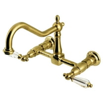 Kingston Brass KS1247WLL Wilshire Double-Handle Wall-Mount Bridge Kitchen Faucet, Brushed Brass