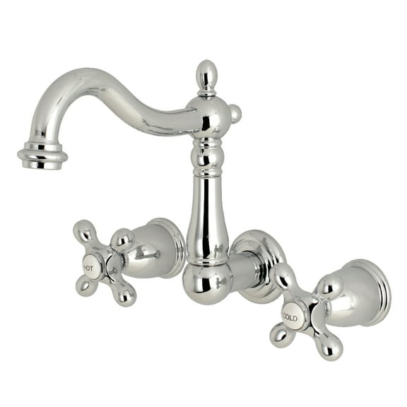 Kingston Brass KS1251AX 8-inch Center Wall Mount Bathroom Faucet, Polished Chrome