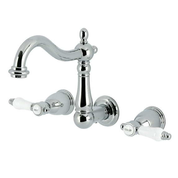 Kingston Brass KS1251BPL Bel-Air Double-Handle 3-Hole Wall Mount Bathroom Faucet in Polished Chrome