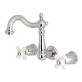 thumbnail image 1 of Kingston Brass KS1251PX 8-Inch Center Wall Mount Bathroom Faucet, Polished Chrome, 1 of 2