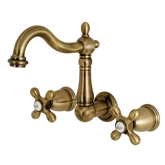 Kingston Brass KS1253AX 8-Inch Center Wall Mount Bathroom Faucet, Antique Brass