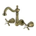 thumbnail image 1 of Kingston Brass KS1253BEX Essex Double-Handle 3-Hole Wall Mount Bathroom Faucet in Antique Brass, 1 of 5