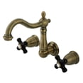 thumbnail image 1 of Kingston Brass KS1253PKX Duchess Double-Handle Wall Mount Bathroom Faucet, Antique Brass, 1 of 7