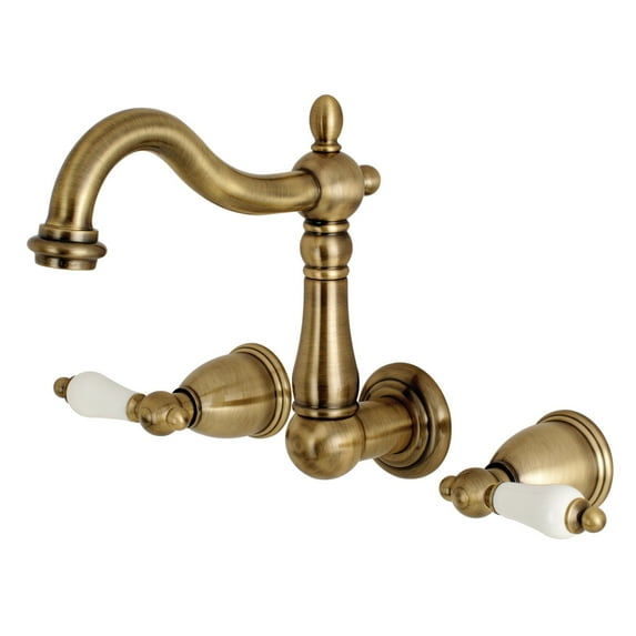Kingston Brass KS1253PL 8-Inch Center Wall Mount Bathroom Faucet, Antique Brass