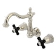 thumbnail image 1 of Kingston Brass KS1256PKX Duchess Double-Handle Wall Mount Bathroom Faucet, Polished Nickel, 1 of 7