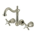 thumbnail image 1 of Kingston Brass KS1258BEX Essex Double-Handle 3-Hole Wall Mount Bathroom Faucet in Brushed Nickel, 1 of 5