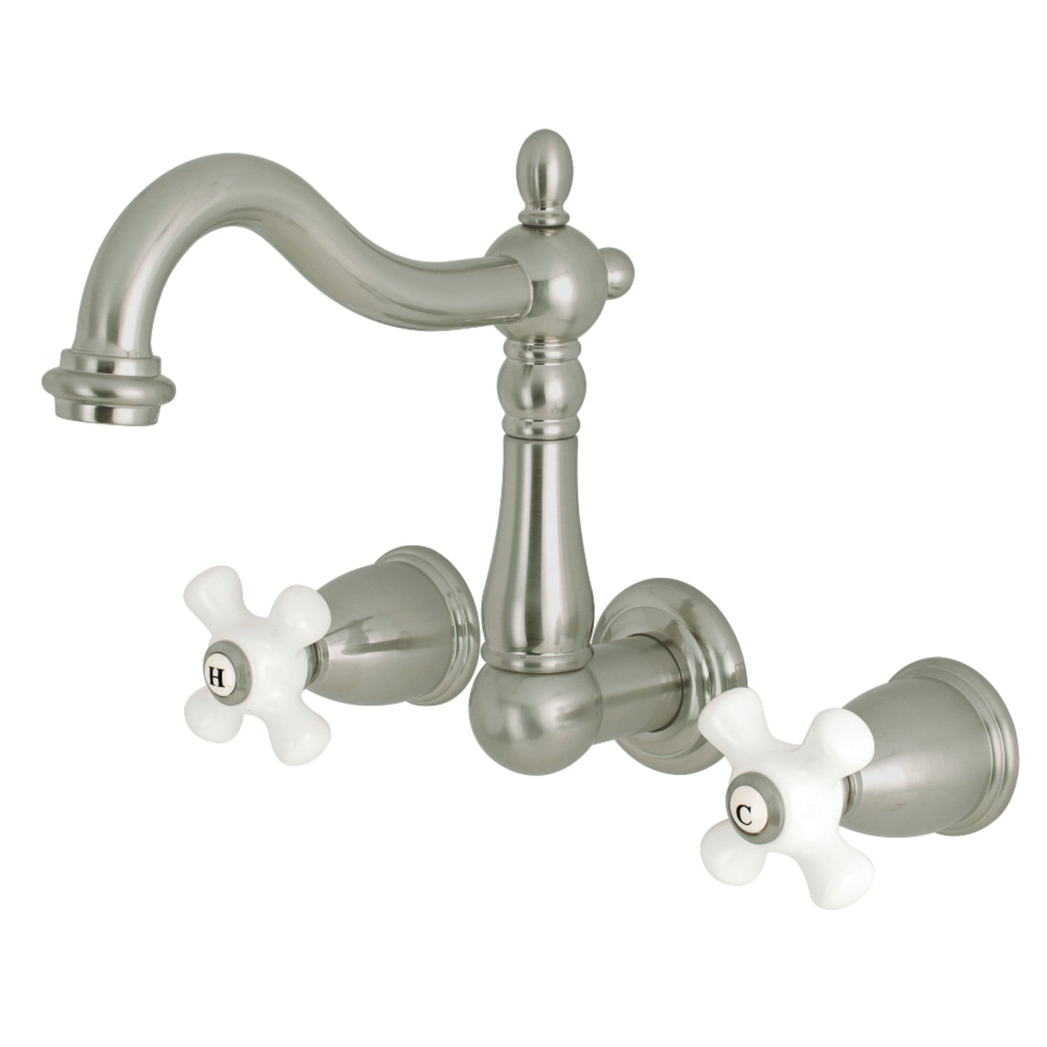 Kingston Brass KS1258PX 8-Inch Center Wall Mount Bathroom Faucet, Brushed Nickel