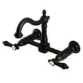 thumbnail image 1 of Kingston Brass KS1260BAL Heirloom Double-Handle Wall-Mount Bridge Kitchen Faucet, Matte Black, 1 of 7