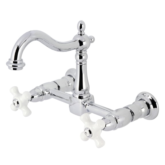 Kingston Brass KS1261PX Heritage Two-Handle Wall Mount Kitchen Faucet, Polished Chrome