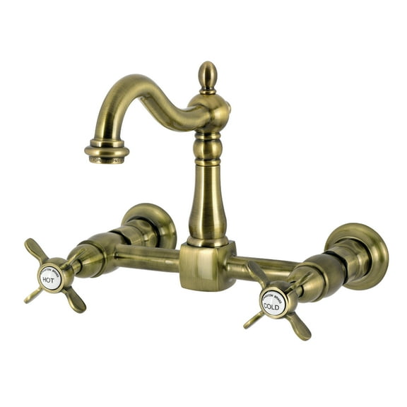 Kingston Brass KS1263BEX Essex Bridge Kitchen Faucet, Antique Brass