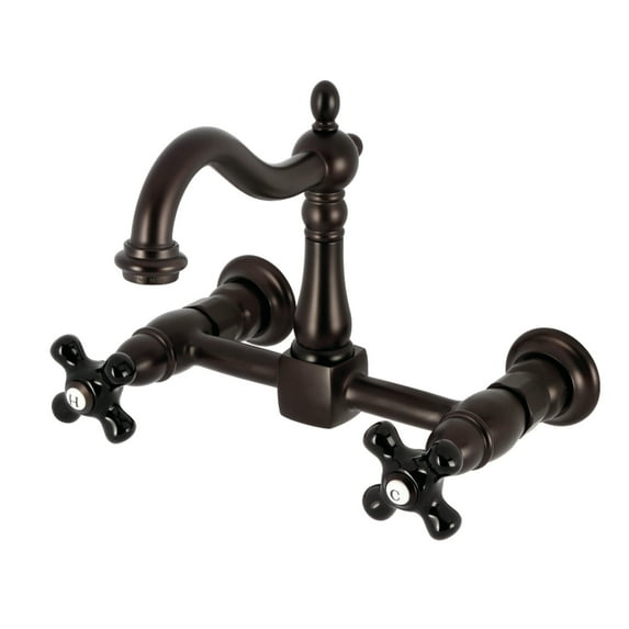 Kingston Brass KS1265PKX Duchess Double-Handle Wall-Mount Bridge Kitchen Faucet, Oil Rubbed Bronze