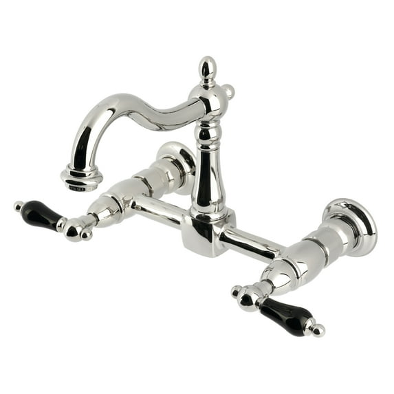 Kingston Brass KS1266PKL Duchess Double-Handle Wall-Mount Bridge Kitchen Faucet, Polished Nickel