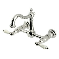 Kingston Brass KS1266PL Heritage Double-Handle Wall-Mount Bridge Kitchen Faucet, Polished Nickel
