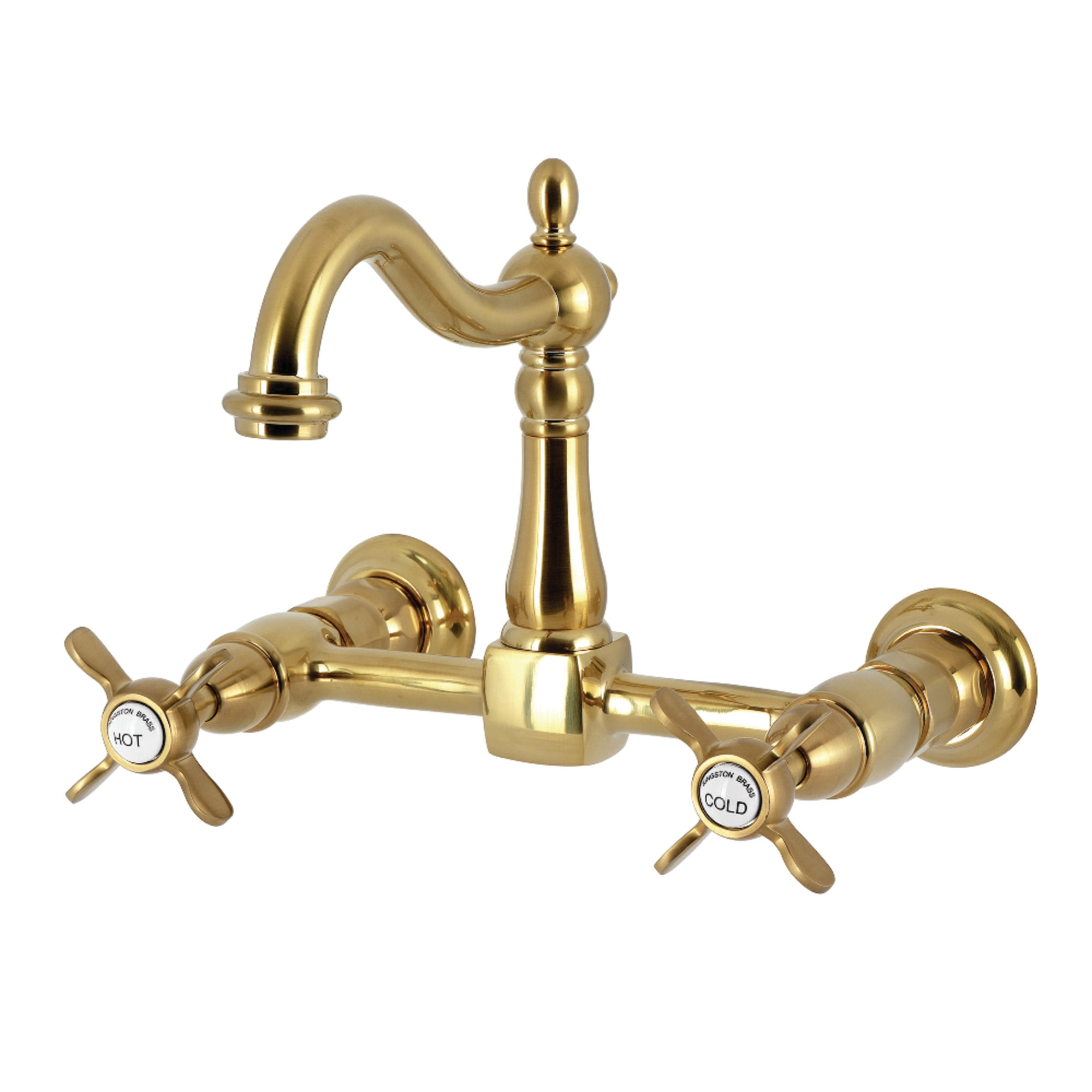 Kingston Brass KS1267BEX Essex Bridge Kitchen Faucet, Brushed Brass